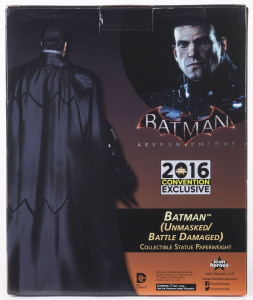 BATMAN DC Comics Arkham Knight 2016 Icon Heroes Convention Exclusive Batman (Unmasked/Battle Damaged) collectible statue paperweight in original box