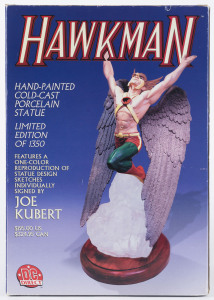 HAWKMAN DC Comics DC Direct hand-painted cold-cast porcelain statue, limited edition of 1350, features a one-colour reproduction of statue design sketches individually signed by Joe Kubert, in original box, 28cm high
