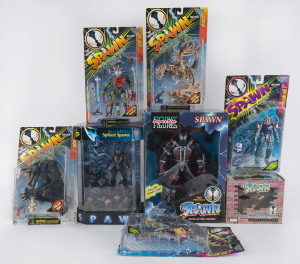 SPAWN group of collectibles and figures, in original boxes, (8 items)
