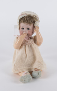 KAMMER & REINHARDT, SIMON & HALBIG bisque porcelain head doll, circa 1900, with star of David mark, 29cm high