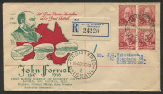 Australia: First Day & Commemorative Covers: 28 Nov.1949: 2½d Lord Forrest, blk.(4) on Wide World cover, registered from BRISBANE.