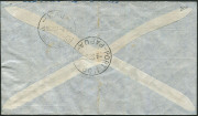 PAPUA - Postal History: New Guinea: 1937 (Sept.4) Guinea Airways cover to Wau with Coronation set tied by PORT MORESBY '4SP37' datestamp, red/black registration label, WAU arrival backstamp. - 2