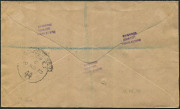 BRITISH WEST INDIES: Dominica: 1913 (Oct. 21) registered cover to Austria with 1d grey & red block of 4, 2d grey & 1/- black & green tied by  GEN. POST OFFICE/DOMINICA datestamps, LONDON transit backstamp. Very fine condition. - 2