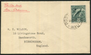 NEW GUINEA - Postal History: 1932 (May 29) Wilson airmail cover endorsed "Per Air Mail/Wau - Salamaua" with 5d Dated Bird Air (SG.169) tied by POST OFFICE/WAU datestamp (Powell Type 116, Rated C), AIR MAIL/SYDNEY transit backstamp.