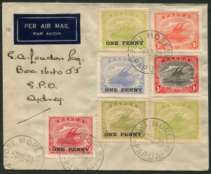 PAPUA - Postal History: 1939 (Mar.3) airmail cover to Sydney with attractive Lakatoi franking including 1d on 2/6d SG.111, very fine condition.