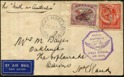 PAPUA - Aerophilately & Flight Covers: 1934 (July 26) Papua-Australia flown cover (AAMC.P134a), endorsed "Per Faith in Australia" with 6d 'AIRMAIL' and 2d Pictorial tied by PORT MORESBY datestamp, special cachet in violet, CAIRNS arrival backstamp, cover