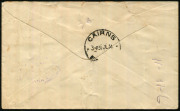 PAPUA - Aerophilately & Flight Covers: 1934 (July 26) Papua-Australia flown cover (AAMC.P134a), endorsed "Per Faith in Australia" with 6d 'AIRMAIL' and 2d Pictorial tied by PORT MORESBY datestamp, special cachet in violet, CAIRNS arrival backstamp, cover - 2