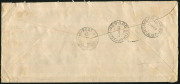 PAPUA - Postal History: 1940 (Apr.27) Commercial Savings Bank registered airmail cover to Sydney with 5d Airmail pair + single and 2d Declaration Air pair tied by PORT MORESBY datestamps, bank cachet at lower-left; SYDNEY arrival backstamps. Attractive co - 2