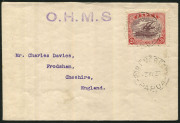 PAPUA - Postal History: 1935 (May 3) OHMS cover to England with 2d deep brown-purple & lake Lakatoi perf 'OS' (SG.O49) tied by PORT MORESBY '3MY35' datestamp, fine condition, Cat. from &pound;55 x10 on cover.
