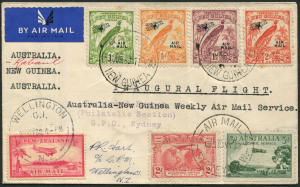 NEW GUINEA - Aerophilately & Flight Covers: 1938 (May 30) New Zealand despatch for Carpenter Airlines Australia-Salamaua-Australia "boomerang" service, flown cover (AAMC.P134b), attractively franked with issues from New Guinea, Australia & New Zealand, RABAUL & SYDNEY backstamps, return-addressed to New Zealand, Cat.$100+ (180 carried thus).