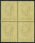 Australia: Other Pre-Decimals: Australia: 1959-64 (SG.324a) 2/3d Wattle on yellow paper, variety "Oblique line through right side of first 'T' of 'WATTLE' - 2nd retouch - Thin 'T'", being the upper-left unit in a block of 4, MUH, BW:368fb - Cat, $80+. - 2