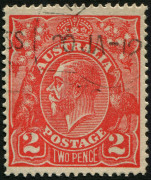Australia: KGV Heads - Single Watermark: 1918-23 (SG.63) Single Wmk. 2d Red variety "Broken top to crown" [11R22], fine used, BW:96(11)j - Cat $35.