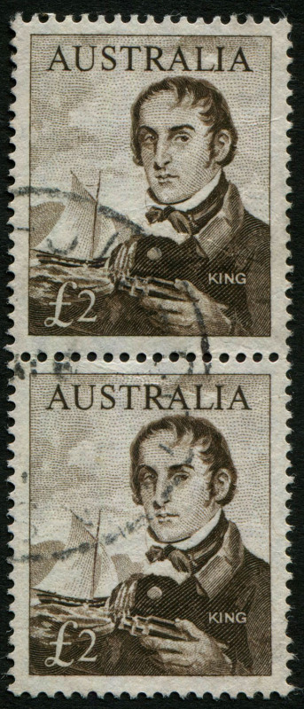 Australia: Other Pre-Decimals: Australia: 1964-66 (SG.360) £2 Navigator Phillip King, fine used vertical pair, Cat. £150+. Surprisingly hard to find in multiples.