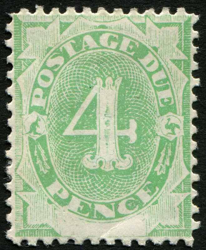 Australia: Australia: Postage Dues 1902 4d Single-Line Perf 11½-12 variety "White flaw lower-left of first 'E' of 'PENCE'" [L7/4], fine mint, BW: D8g - Cat $100.