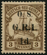 NEW GUINEA - 'G.R.I.' Overprints: G.R.I.' 1915 Surcharged 1d on 3pf brown, overprinted 'O.S.' SG.O1, MLH, Cat. &pound;35.&nbsp;
