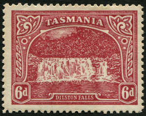 TASMANIA: 1905-11 (SG.254) Electroplate Wmk Crown/A 6d carmine-lake P12½, fine mint, BW.T60.