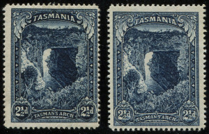 TASMANIA: 1899-1900 (SG.232) 2½d indigo (2) one in a lighter steel-blue shade, fine mint, Cat £44.