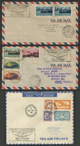 Australia: Aerophilately & Flight Covers: Nov.-Dec.1948 (AAMC.1194b,c & d) Group of (3) covers carried by Air France on their inaugural flights from Saigon to Noumea via Sydney and return: Noumea - Sydney; Saigon - Noumea; and, Noumea - Saigon. Superb con