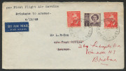 Australia: Aerophilately & Flight Covers: 6 Oct. 1948 (AAMC.1189b) Brisbane - Aramac flown cover, carried TAA DC3 "Landsborough" on the first flight to include Aramac as an intermediate stop-over on the Rockhampton - Townsville service. Arrival b/stamp. Q