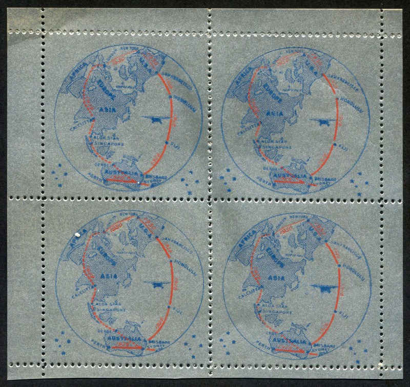 Australia: Aerophilately & Flight Covers: July 1935 (AAMC.516a) Last Flight of the Southern Cross special vignette in a complete sheetlet of 4 units, superb MUH.