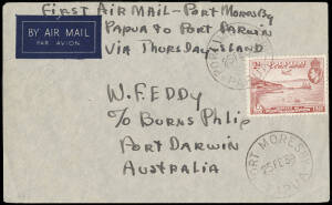 31 Oct.1937 (AAMC.P142) Port Moresby - Thursday Island - Darwin cover, flown and endorsed by W.Eddy & J.Kelly in a Grumman Amphibian VH-AAY.