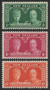 NEW ZEALAND: 1935 (SG.573-75) KGV Silver Jubilee set, (3) superb MUH.