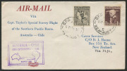 Australia: Aerophilately & Flight Covers: 14 March 1951 (AAMC.1271b) Australia - Fiji flown cover, carried by Captain P.G. Taylor on his Special Survey Flight from Australia to Chile in his Catalina "Frigate Bird II"; backstamped SUVA. Cat.$250.