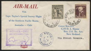 Australia: Aerophilately & Flight Covers: 14 March 1951 (AAMC.1271e) Australia - French Polynesia flown cover, carried by Captain P.G. Taylor on his Special Survey Flight from Australia to Chile in his Catalina "Frigate Bird II"; RIKITEA arrival cds on fr