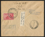 Australia: Aerophilately & Flight Covers: 6 April 1951 (AAMC.1270a) Chile - Australia flown cover, carried by Captain P.G. Taylor on his Special Survey Flight of the South Pacific route with intermediate cancellations at Easter Island, Tahiti, French Poly - 2