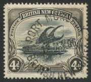 PAPUA: BNG: 1901-05 (SG.13a) Wmk Multiple Rosettes Vertical 4d black & sepia "Deformed d at left" variety [pos.18], few light tones on reverse, fine used with PORT MORESBY '12MA06' datestamp, Cat £800.