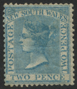 NEW SOUTH WALES: 1862-65 (SG.188) DLR No Watermark 2d pale blue P14, fine mint with large part o.g., Cat £250.