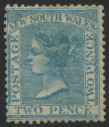NEW SOUTH WALES: 1862-65 (SG.188) DLR No Watermark 2d pale blue P14, fine mint with large part o.g., Cat &pound;250.
