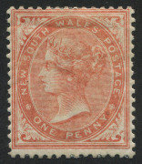 NEW SOUTH WALES: 1862-65 (SG.186) DLR 1d dull red Wmk '1' P14 mint, large-part original gum, Cat &pound;250
