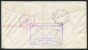 COCOS ISLANDS - Postal History: 1952 (Sep 8) registered cover to USA with adhesives tied by fine strikes of 'RAAF PO/COCOS ISLAND' datestamp, blue/white registration label, carried as an intermediary on return leg of QANTAS inaugural flight to South Afric - 2