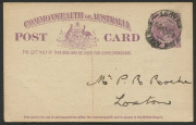 Australia: Postal Stationery - Postal Cards: 1923-24 (BW:P56-1) 1d Violet KGV Sideface on Buff Stock 1924 (Nov.3) use from Adelaide to Loxton (SA), printed notice on reverse for Globe Timber Mills Co, fine condition.