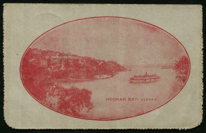 Australia: Postal Stationery - Letter Cards:1913-14 (BW:LC14/77) 1d Kangaroo Design Original Die P10 in brownish-red, "Mosman Bay - Sydney" illustration, 1913 (Nov. 13) postal use from South Melbourne to Birmingham, England, Cat. $50.