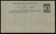 Australia: Postal Stationery - Letter Cards:1913-14 (BW:LC14/135C) 1d Kangaroo Design Original Die P10 in grey-black, "The Two Brothers, Queensland" illustration (unframed oval, with sky), very fine unused, Cat $150. - 2