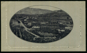 Australia: Postal Stationery - Letter Cards:1914-18 (BW:LC21/66) 1d KGV Sideface Design P10 Die 2 in purple-black on Grey Surfaced Card with Off-White/Cream Interior, "Huonville Tasmania" illustration, superb unused, Cat $150.