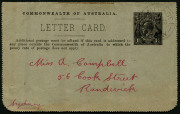 Australia: Postal Stationery - Letter Cards:1918-20 (BW:LC44/142C) 1½d KGV Sideface Design P12½ in purple-brown on Grey Speckled Card with Off-White Interior, "Zoo, Adelaide S.A." illustration, minor aging, 1920 postal use from Nimmitabel to Randwick (NSW - 2