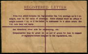 Australia: Postal Stationery - Registration Envelopes: 1925-25 (BW:RE19) 4½d King George V, Text in Violet on Hodgson Wove Stock (straight edges, "no top to crown"); 1925 (Nov,) use from PERTH to LONDON with arrival datestamp, red/white registration label - 2