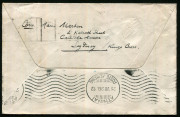 Australia: Postal History: 1938 (July 11) The Hiawatha Milwaukee Road (railway advertising) cover to Berlin with 2/- Roo & 1d QM tied by SYDNEY slogan cancel paying the correct 2/1d airmail rate, on reverse superb ATHENS transit datestamp, cover re-direct - 2