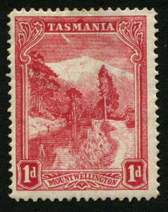 TASMANIA: 1902-05 (SG.238v) Pictorials Wmk V/Crown Litho Printing 1d carmine-red (wmk upright inverted) with "Prominent white flaw under 'TAS' of 'TASMANIA'", tiny thin spot, mint.