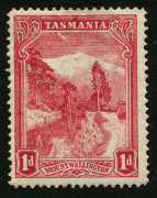 TASMANIA: 1902-05 (SG.238v) Pictorials Wmk V/Crown Litho Printing 1d carmine-red (wmk upright inverted) with "Prominent white flaw under 'TAS' of 'TASMANIA'", tiny thin spot, mint.
