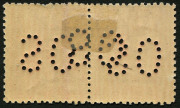 VICTORIA: 1905-13 (SG 417; BW:V44ba) Crown/A 1d rose-red perforated OS pair with the OS perfin doubled centrally. Variety not recorded in Brusden White. - 2