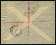 NEW GUINEA - Postal History: NWPI: 1915 cover to Melbourne via Sydney (backstamp), with Roos 2d block of 4 tied by RABAUL '16NO15' datestamp, German-type Registration Label, 'PASSED-BY-CENSOR' handstamp in violet. Fine condition. - 2