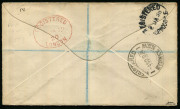 NEW GUINEA - Postal History: NWPI: 1919 L'Estrange Ewen cover to England via Sydney (b/s) with KGV 1d red abc strip of 3 & 2d Roo tied by RABAUL datestamps, black/white registration label, SYDNEY, LONDON & NORWOOD (arrival) backstamps. - 2