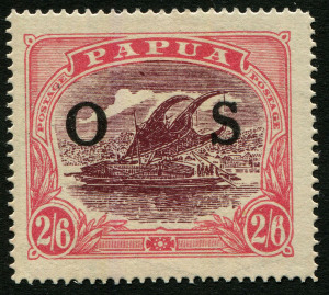 PAPUA: OFFICIALS: 1931 (SG.O66) 2/6 maroon & pale pink, fine MLH single with variety "deformed 6 in RVT".