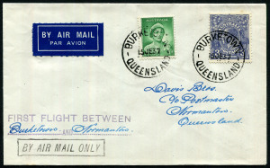 Australia: Aerophilately & Flight Covers: 15 June 1937 (AAMC.741) Burketown - Normanton flown cover carried by North Queensland Airways Pty Ltd in their DH-Dragon. Small mails flown.