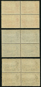 Australia: Other Pre-Decimals: 1934 (SG.147-49) Victorian Centenary set of 3 (perf.10.5) in attractively centred blocks of 4, MUH. (12). - 2