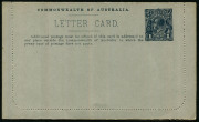 Australia: Postal Stationery - Letter Cards:1914-18 Military Views (BW:LC27/M1B) 1d KGV Sideface Design P12½ in blue-black on Grey to Greenish-Grey Card, white interior, "2nd AIF Embarking (wharf)" illustration, very fine unused, Cat $175. - 2